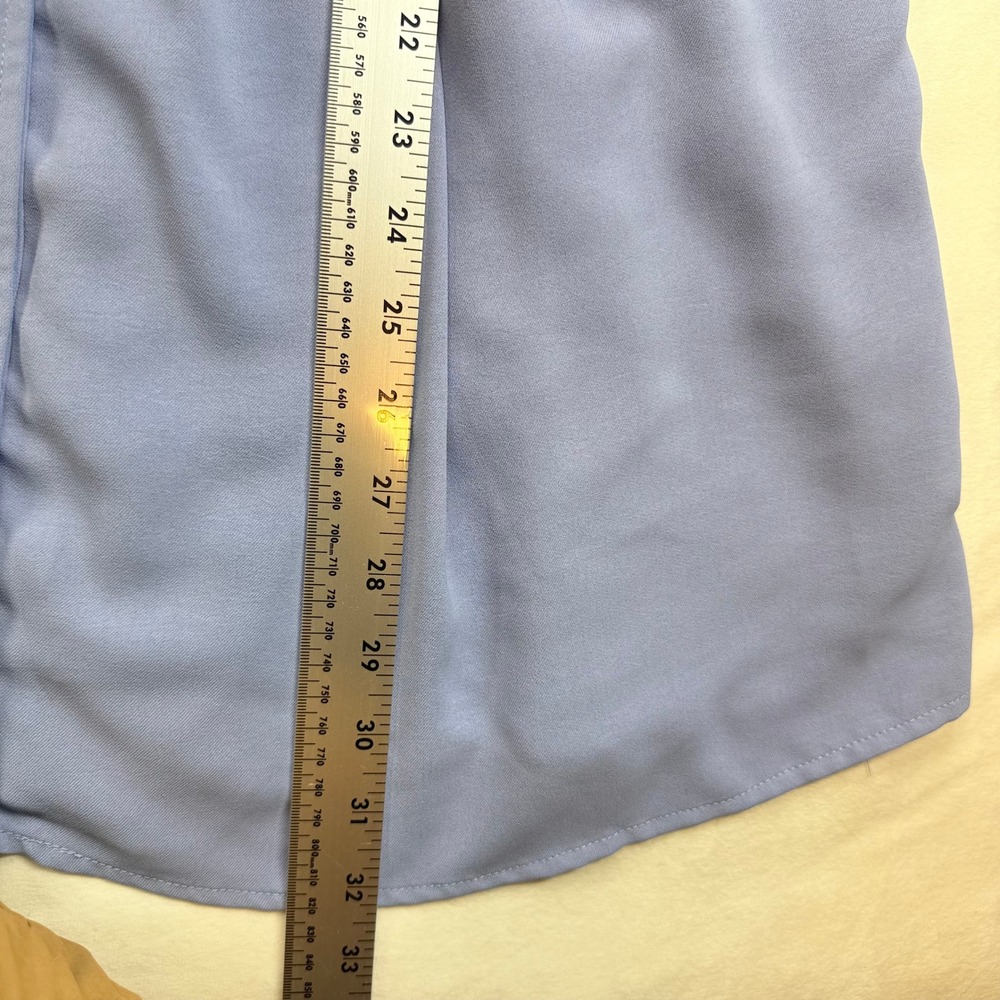 Entro Periwinkle Blue Button Down Pintuck Waist Mini Shirt Dress Short Sleeve L - Picture 11 of 16
